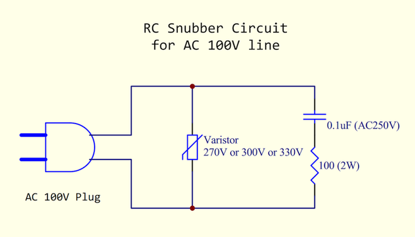 RC Snubber Circuit for AC 100V line